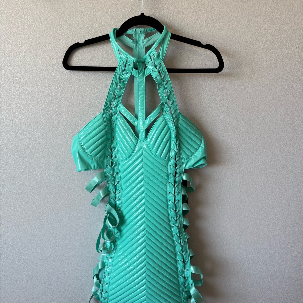 🌷NWT Dolls Kill Rude Awakening Mini Dress - Teal XL - Picture 4 of 9